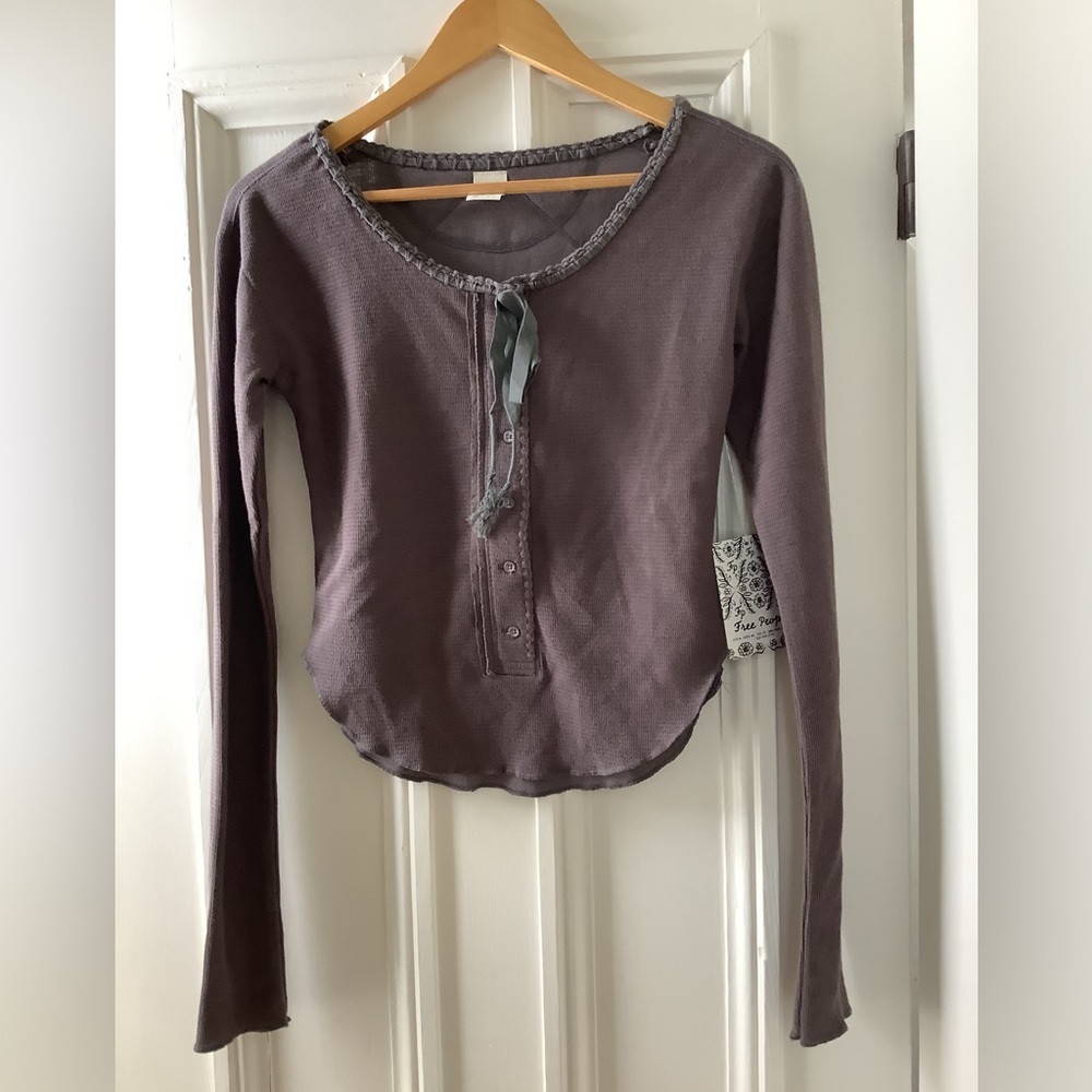 NWT Free People Long Sleeve Scoop Neck Henley XS
